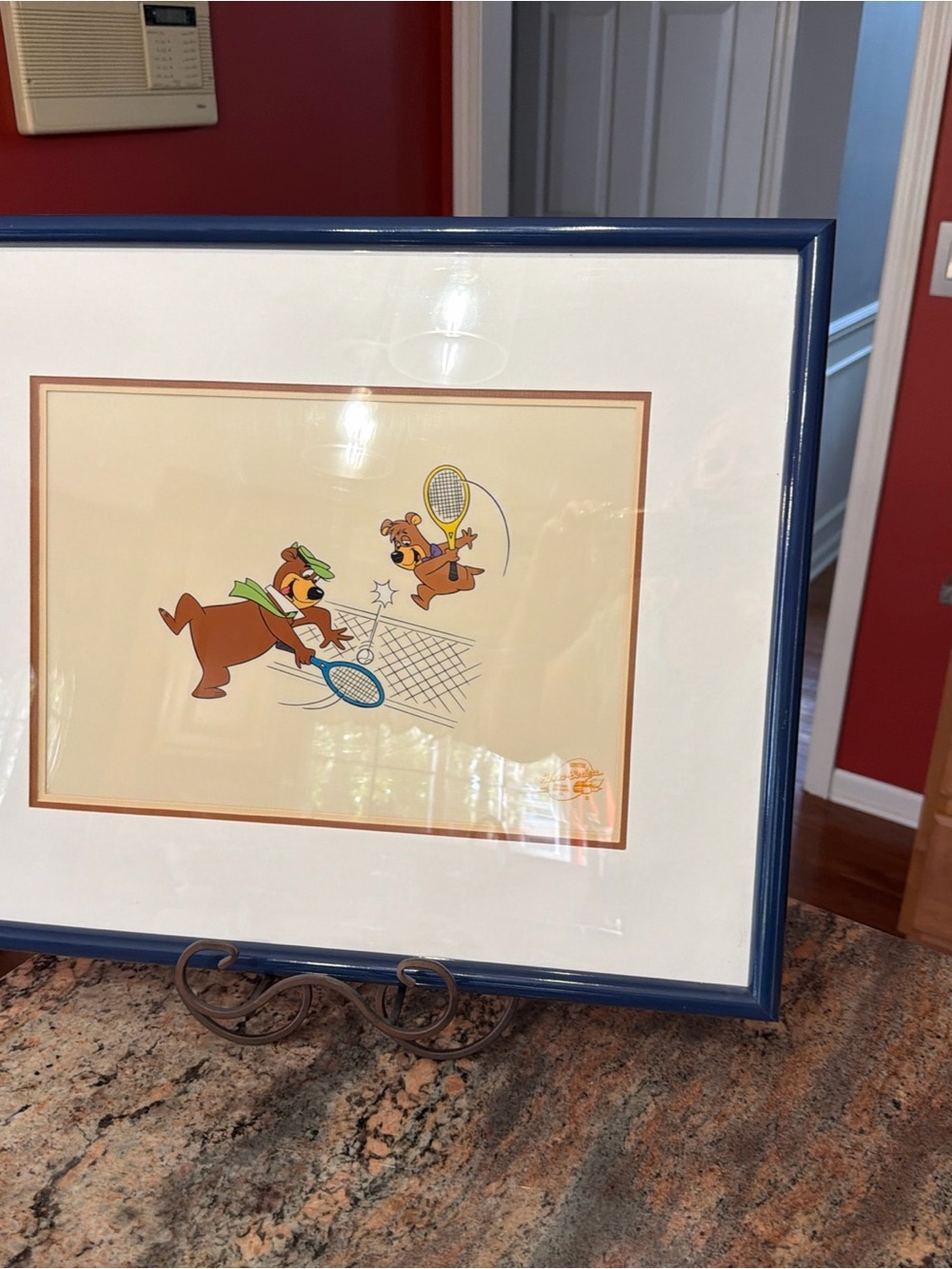 Blue Framed Cartoon Tennis Wall Art - Brand: